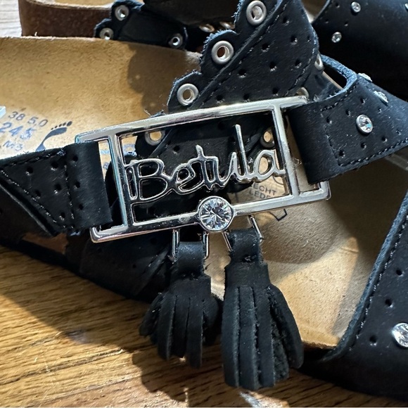 Betula Birkenstock Krystle Swarovski Jewel Sandals Black Sz 38/7 narrow - Picture 2 of 12